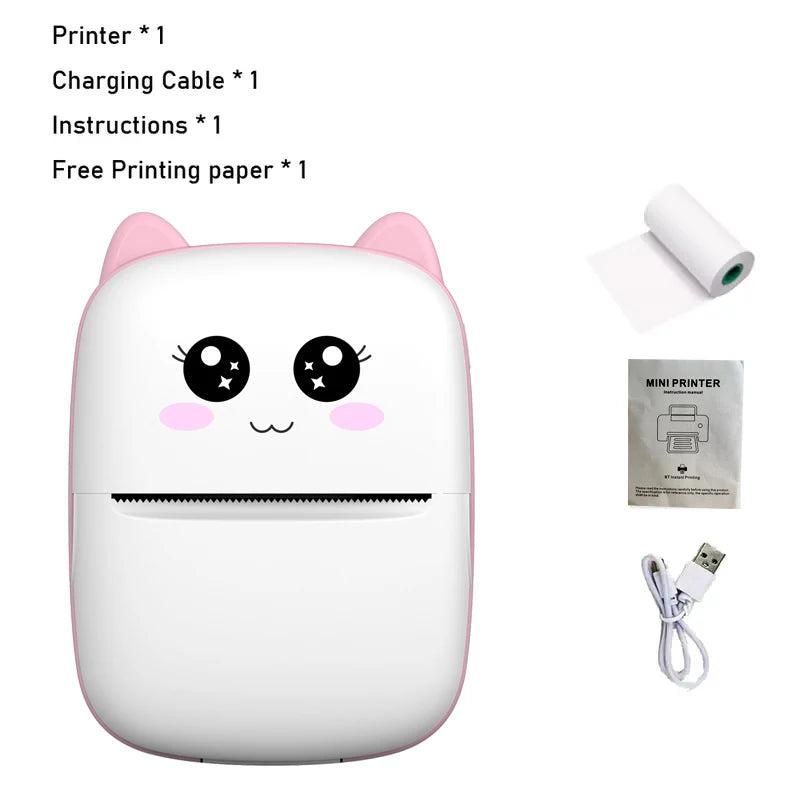 Mini-Printer, Thermal Printer Ink-Free Portable Sticker Printer Compatible with IOS and Android