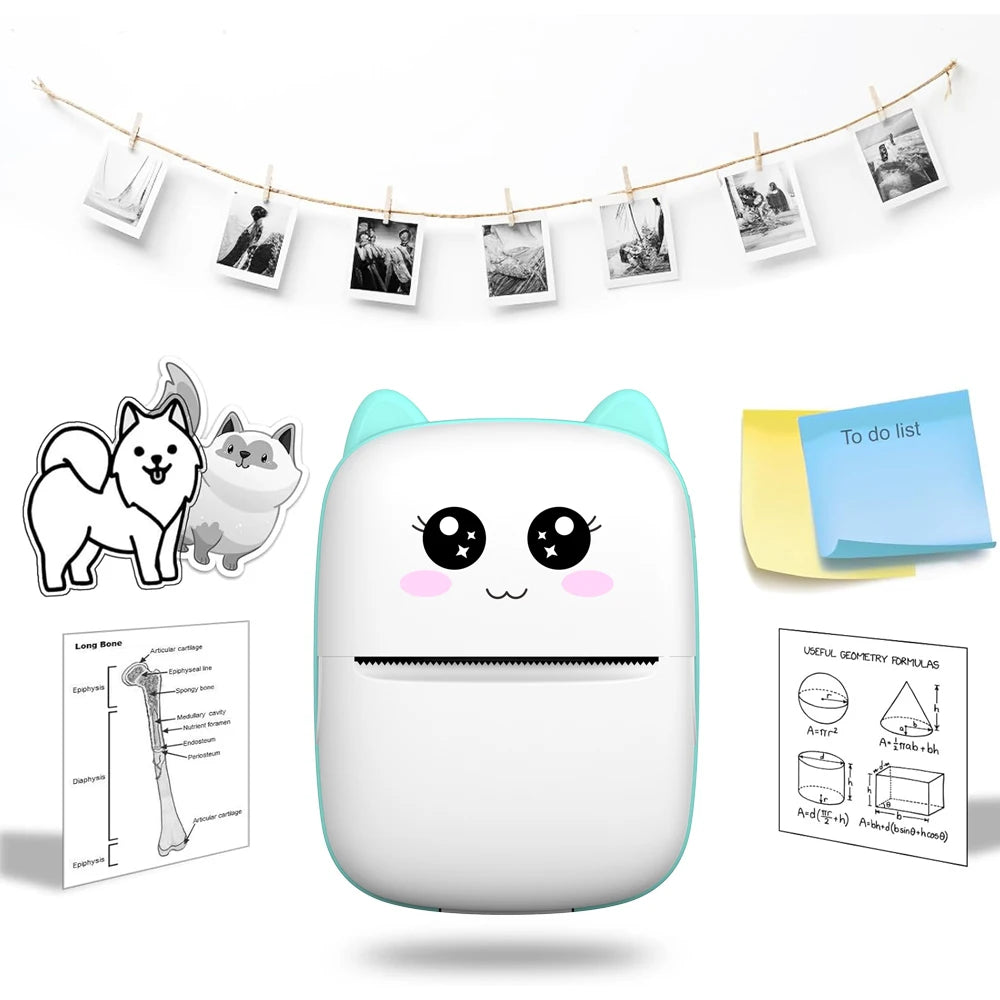 Mini-Printer, Thermal Printer Ink-Free Portable Sticker Printer Compatible with IOS and Android